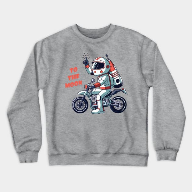 kid astronaut on bike - to the moon Crewneck Sweatshirt by Kingrocker Clothing